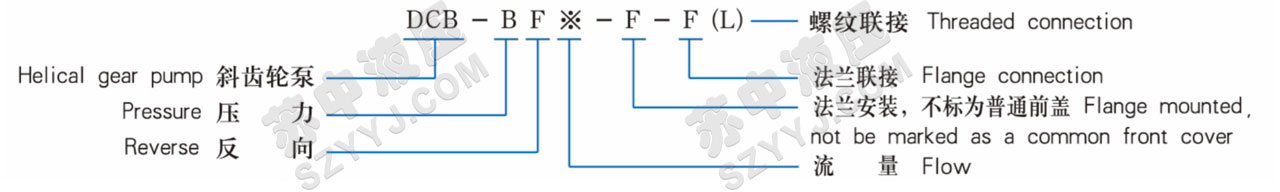 DCB-B160-500F(FL)低噪音大流量齿轮泵(椭圆形)型号说明